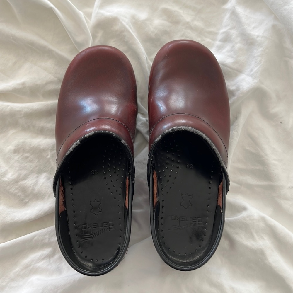Dansko maroon leather clogs, size 38
